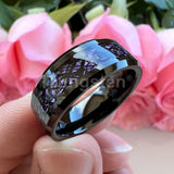 Awesome Blue Carbon Fiber Inlay Dragon 8mm Beveled Edges Ring for Men and Women Tungsten Comfort Fit Wedding Band