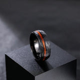 Super Wood Inlay Grooved Hammered 8mm Black Tungsten Carbide Wedding Rings For Men Engagement Bands Fashion Jewelry
