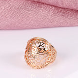 New Big Size Elegant Rolled 14K Rose Gold with AAA+ Cubic Zirconia Diamonds Rings - Bride Wedding Party Jewelry