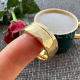 Gold Hammered Offset Line 8MM Tungsten Carbide Comfort Fit Ring for Men Women - Fashion Engagement Wedding Band
