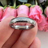 Bright Meteorite Inlay 4mm Popular Women Engagement Wedding Band Tungsten Carbide Comfort Fit Ring