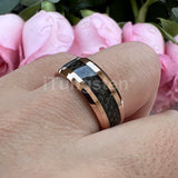 Outstanding Black Carbon Fiber Inlay 8mm Blue Tungsten Men Women Rings Comfort Fit Engagement Wedding Bands