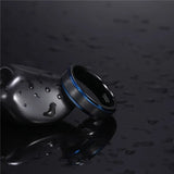 Black Ring with Blue Line Brushed Dark Color 6mm 8mm Women and Men Tungsten Carbide Daily Jewelry Unisex Chic Rings