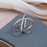 New Micro-wax Vintage Luxury Geometry Cross 14K Filled Rose Gold Rings AAA+ Cubic Zirconia Diamonds Fine Jewelry