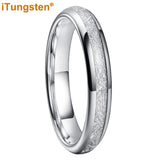 Bright Meteorite Inlay 4mm Popular Women Engagement Wedding Band Tungsten Carbide Comfort Fit Ring