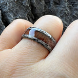 Amazing 8mm Deep Rosewood Wood Inlay Black Tungsten Domed Fashion Engagement Wedding Ring for Men and Women