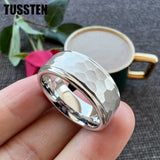 Stepped Finish Great Workmanship 6/8MM Men Women Hammer Ring Stylish Tungsten Comfort Fit Wedding Band