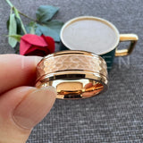 Fabulous Black/Gold/Rose/Original Color 8MM Men Women Comfort Fit Hammer Ring Tungsten Wedding Band