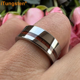 Popular Real Wood Inlay 8mm Men and Women Classic Tungsten Carbide Ring Comfort Fit Wedding Band