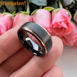 Terrific Stepped Brushed Finish 8mm Tungsten Comfort Fit Wedding Rings For Women Men - Classic Jewelry