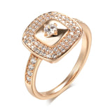 Luxury Double Layer 14K Filled Rose Gold AAA Zircon Diamonds Square Geometric Rings - Wedding Jewelry for Women