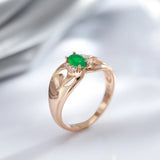 Luxury Hollow Texture Geometric 14K Filled Rose Gold Green White AAA Zircon Crystals Wedding Party Jewelry Rings
