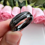 Elegant Grooved Beveled Finish 6mm 8mm Popular Sandblast Tungsten Engagement Wedding Band Ring for Men Women