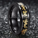 Awesome Gold Foil Inlaid 6/8MM Tungsten Men's and Women's Comfortable Fit Wedding Rings