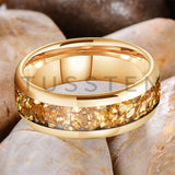 Outstanding Inlaid Gold colored crystal stone 4/6/8MM Men's and Women's Comfortable Fit Wedding Tungsten Ring