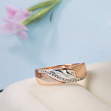 Stunning 14K Filled Rose Gold And Silver Tone Two Color AAA Zircon Diamonds Setting Luxury Rings - Fashion Jewelry