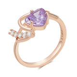 Luxury Fashion 14K Filled Rose Gold Sparkling Purple AAA Zircon Crystals Ring for Women Daily Vintage Style Jewelry