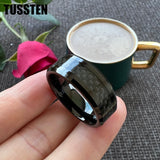 Excellent Shiny Bevel Edges 8MM Black Carbon Fiber Ring Classic Tungsten Comfort Fit Wedding Band For Men Women