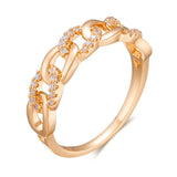 New Arrival Sparkling Rolled 14K Rose Gold AAA+ Zirconia Diamonds Chain Ring For Women - Party Wedding Jewelry