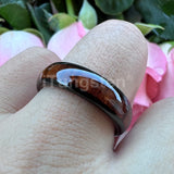 Dark Wood Inlay Domed Polished 8mm 6mm 4mm Men Women Tungsten  Comfort Fit Wedding Band Fashion Jewelry Ring