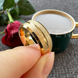 Sandblasted Finish 14K Gold Plated  6/8MM Tungsten Comfort Fit Ring for Men Women - Fashion Engagement Wedding Band