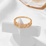 New Arrival Sparkling Rolled 14K Rose Gold AAA+ Zirconia Diamonds Chain Ring For Women - Party Wedding Jewelry