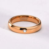 18k Gold Plated 4mm Zirconia Tungsten Rings For Women Men Wedding Bands Engagement Couple Rings Anniversary Jewelry