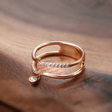 Elegant Double Layer 14K Rolled Rose Gold Shiny AAA+ Zircon Diamonds Ring - Luxury Unique Trendy Fine Jewelry