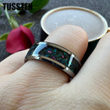 Amazing So Beautiful Galaxy Opal 8MM Tungsten Comfort Fit Engagement Wedding Band For Men Women