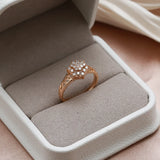 Luxury Hexagon Cut Rolled 14K Rose Gold AAA Zircon Diamonds Full Paved Rings For Women Bride Wedding Jewelry
