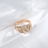 Luxury Geometric Personality AAA Zircon Diamonds Wide Face Women's 14K Filled Rose Gold Trendy Party Jewelry Rings