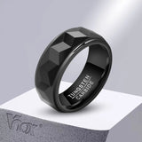 New Arrival Black Anti Scratch Geometric Surface Metal 8mm Tungsten Men Ring,  Engagement, Wedding Band.