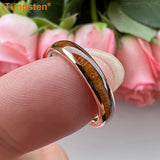 Domed Polished Trendy 4mm 6mm 8mm Koa Wood Ring Tungsten Comfort Fit Wedding Band For Men Women Jewelry