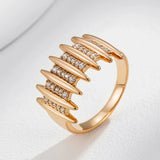 Geometric Rolled 14K Rose Gold AAA Zircon Diamonds Setting Modern Creative Design Fashion Jewelry Ring For Women