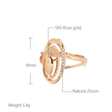Luxury Glossy AAA Zircon Diamonds Paved Original Design Fashion Filled 14K Rose Gold Women's Ring Daily Jewelry Gift