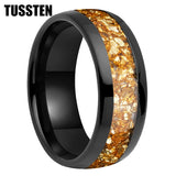 Outstanding Inlaid Gold colored crystal stone 4/6/8MM Men's and Women's Comfortable Fit Wedding Tungsten Ring