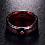 Stunning Wide Red Polish 8MM  Men's Classic Tungsten Carbide Comfort Fit Ring Wedding Band Jewelry