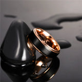 Black Brushed Cut Edge Rose Gold Inside 6/8mm Men Women Tungsten Carbide Wedding Band Luxury Unisex Couple Ring