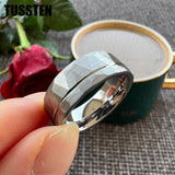 Gold Hammered Offset Line 8MM Tungsten Carbide Comfort Fit Ring for Men Women - Fashion Engagement Wedding Band