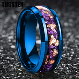 Amethyst Gold Stone in the Middle Groove 6/8MM Men's and Women's Comfort Fit Engagement Wedding Rings and Bands
