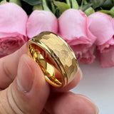 Popular Multicolor 6mm 8mm Men Women Tungsten Hammer Ring Comfort Fit Weddding Band