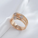 New Unique Fashion Rolled 14K Rose Gold AAA+ Zircon Diamonds Wide Big Rings - Modern Wedding Party Daily Jewelry