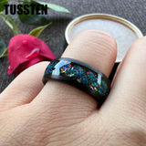 Terrific Galaxy Opal Brushed 8MM Cool Wedding Comfort Fit Bands Rings Tungsten Jewelry For Men and Women