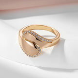 Luxury Vintage Glossy 14K Rolled Rose Gold AAA Zircon Diamonds Pave Setting Rings For Women Trendy Fine Jewelry