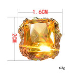 VINTAGE FASHION RINGS Hyperbole 14K Gold Color Yellow Topaz 925 Silver Luxury Ring