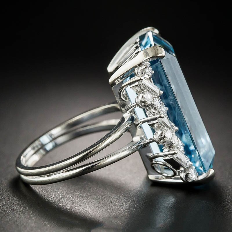 Elegant Promise Ring Inlaid Waterish Zirconia In Rectangular - Temu