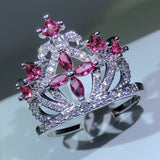 NEW Silver Boho color Big Crown AAAA Quality CZ Diamonds Promise Engagement Rings