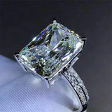 Captivating Luxury Silver Color Inlaid Big Square AAA+ CZ Diamonds Fashion Brilliant Rings - Rings Universe