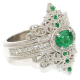 QUALITY RINGS Designer Luxury Green Round Retro Court Style AAA+ CZ Diamonds Rings - Rings Universe