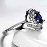 Graceful Luxury Geometry Blue Oval AAAA Lab Sapphire Gemstone New Design Ring - Rings Universe
